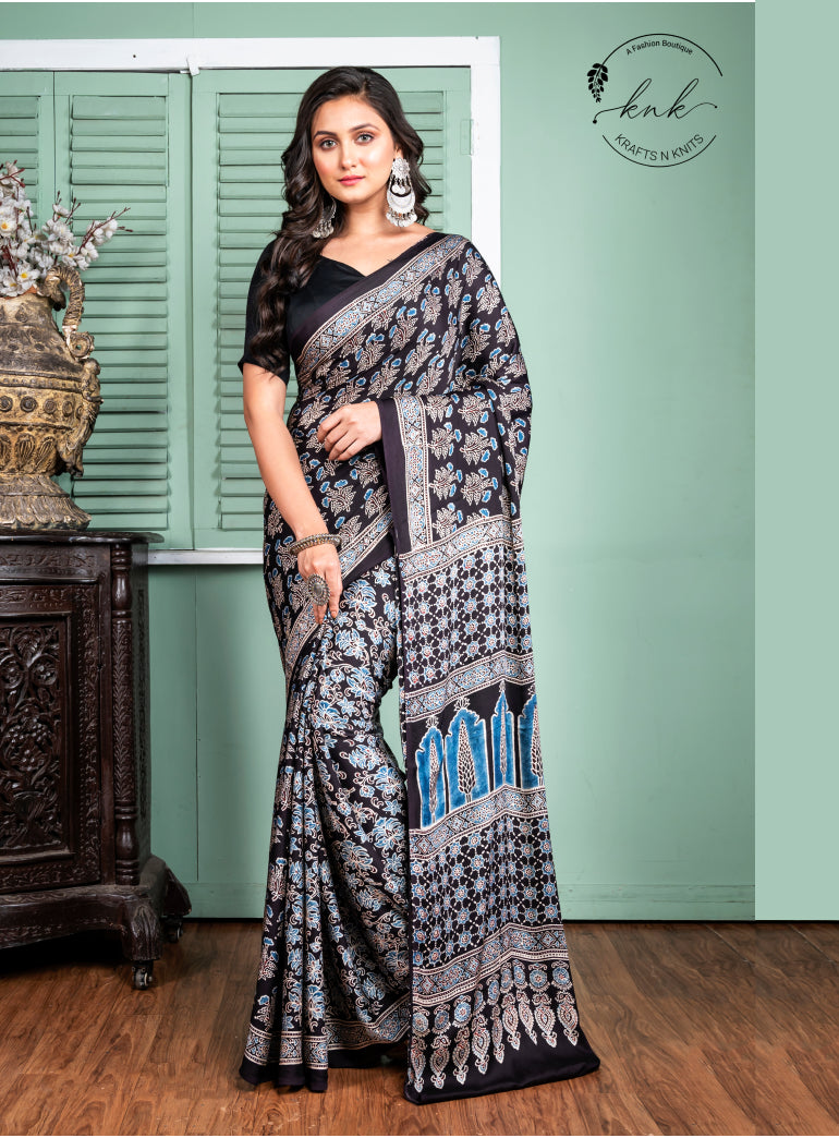 Chhavvi Ajrakh Modal Silk (Saree)