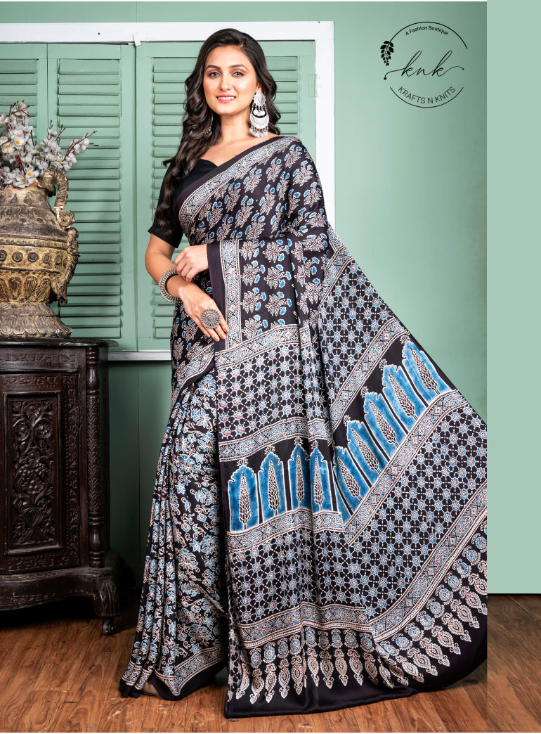 Chhavvi Ajrakh Modal Silk (Saree)