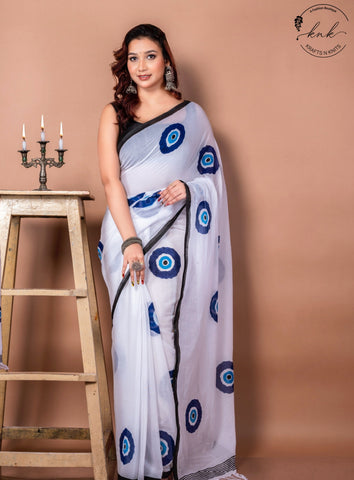 Aasmani Pure Mulmul Cotton (Saree)