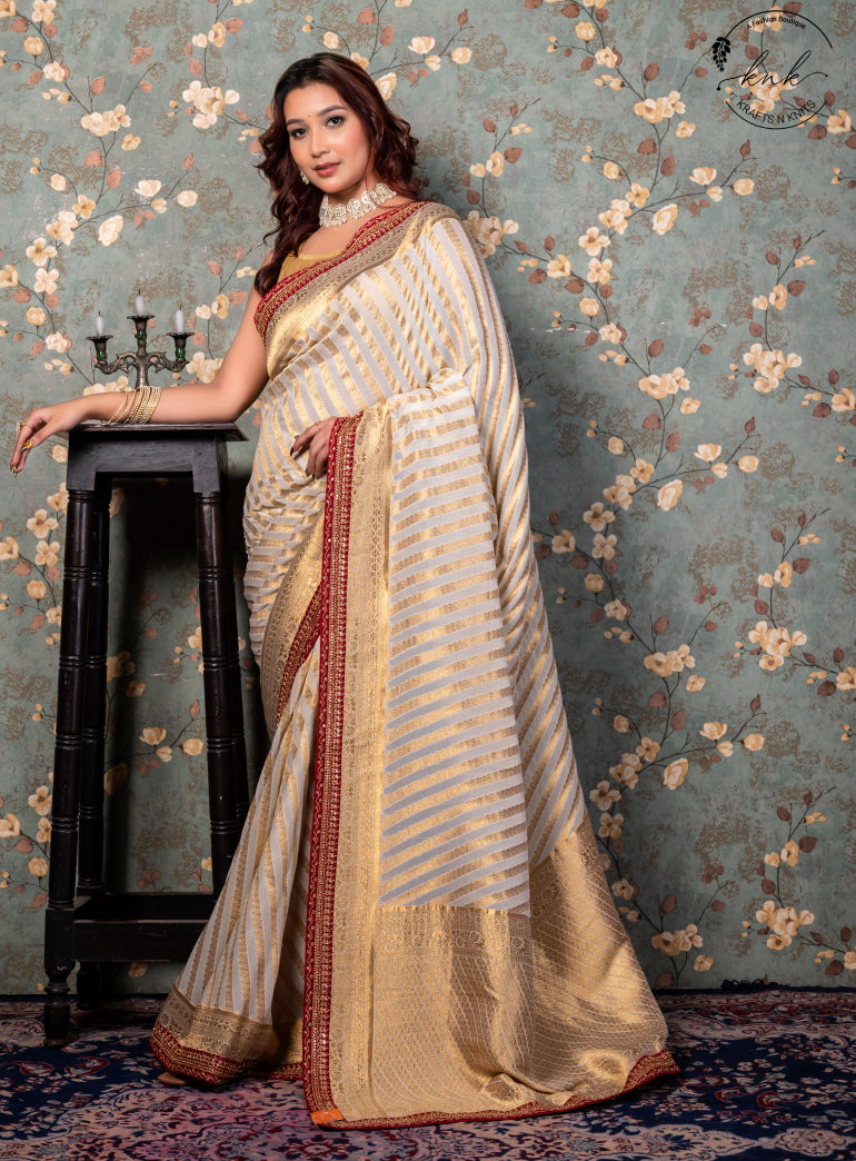 Nayantara Khaddi Georgette Banarasi With Embroidered Border (Saree)