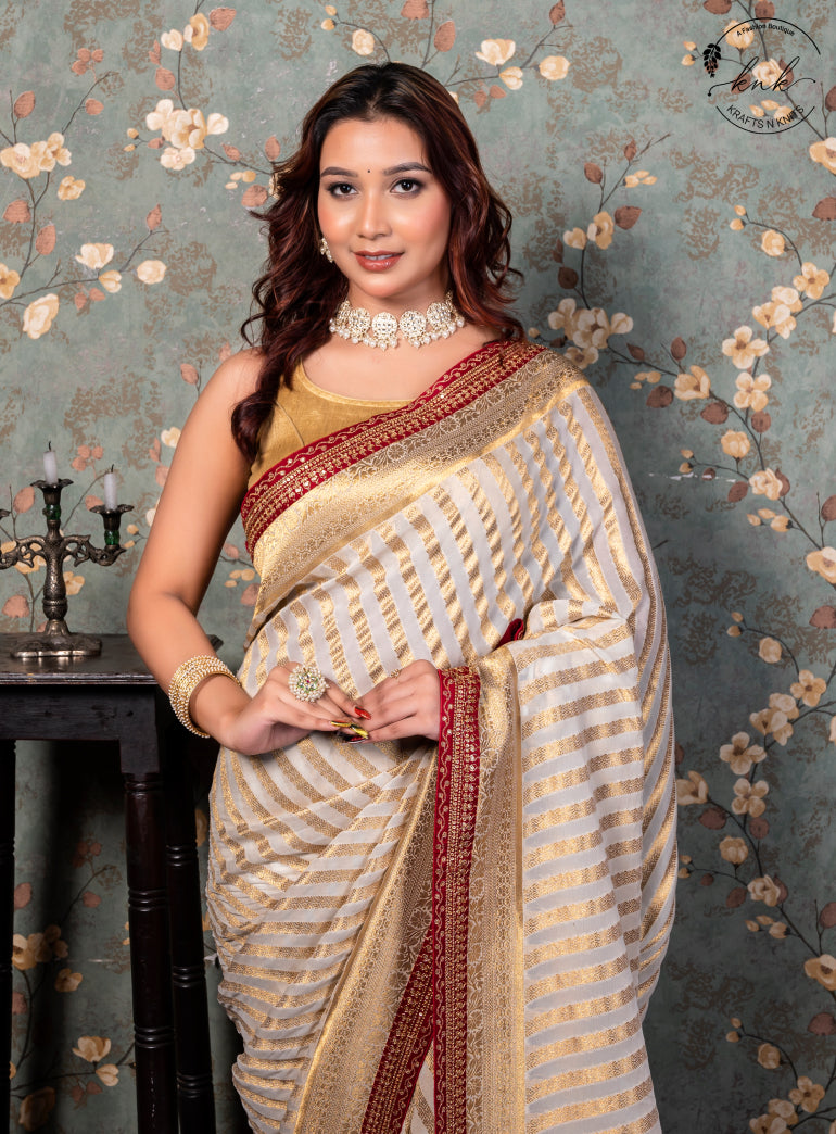 Nayantara Khaddi Georgette Banarasi With Embroidered Border (Saree)