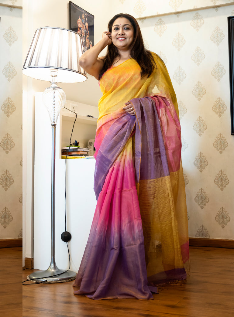 Madhuri Pure Linen Saree