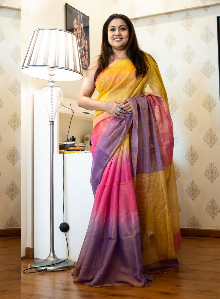 Madhuri Pure Linen Saree