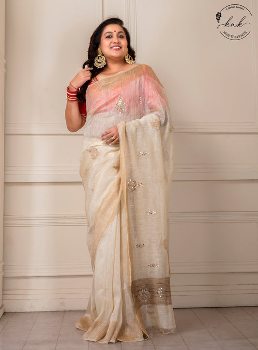 Jaagrithi Silk Linen Saree