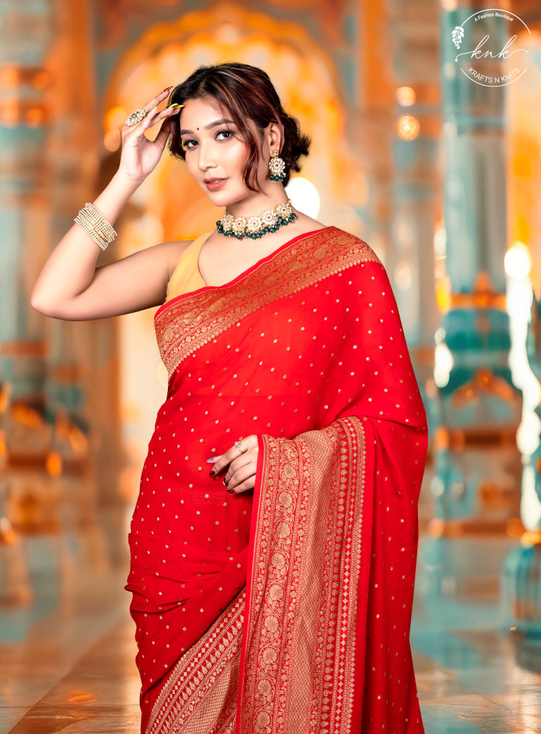 Kamalini Khaddi Georgette Banarasi Saree