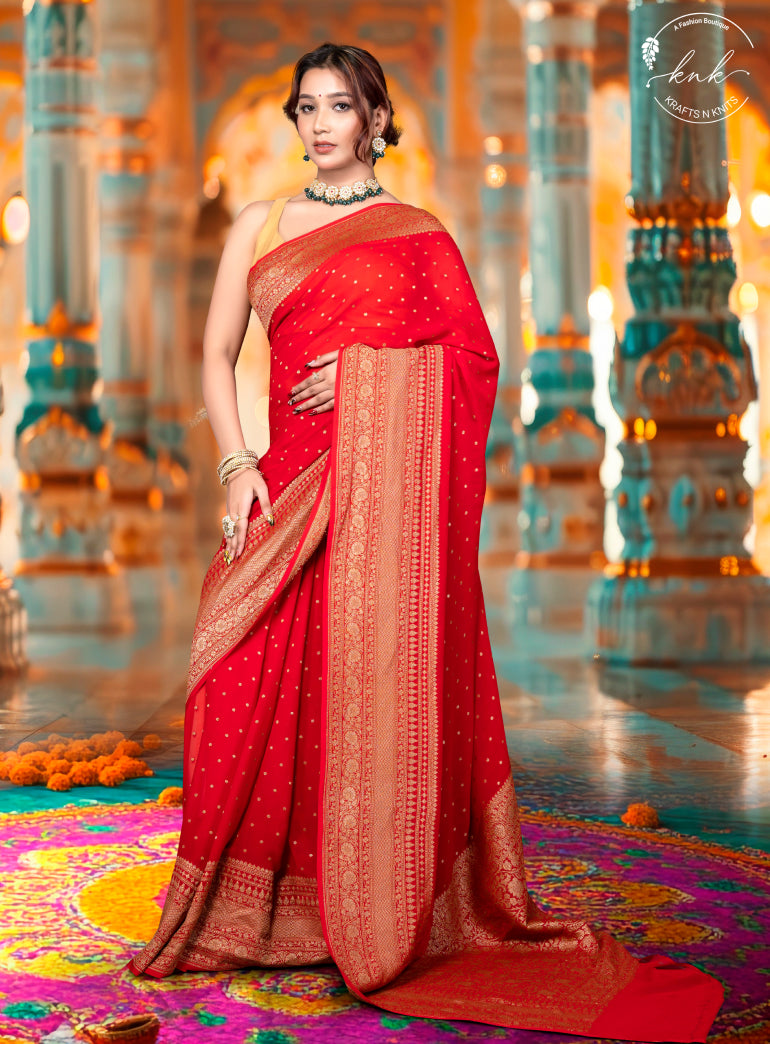 Kamalini Khaddi Georgette Banarasi Saree