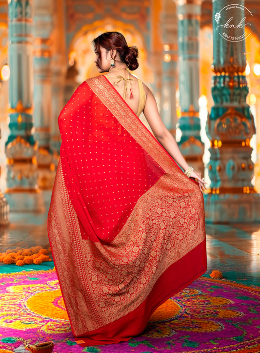 Kamalini Khaddi Georgette Banarasi Saree