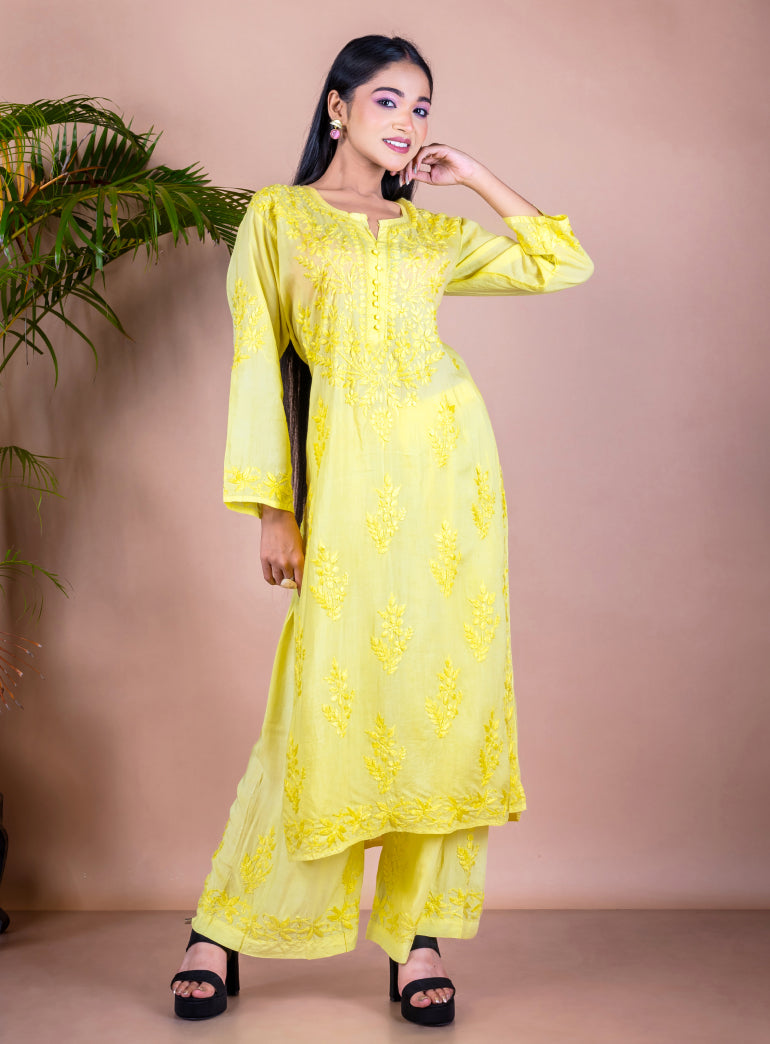 Freya Muslin Chikankari Suit Set