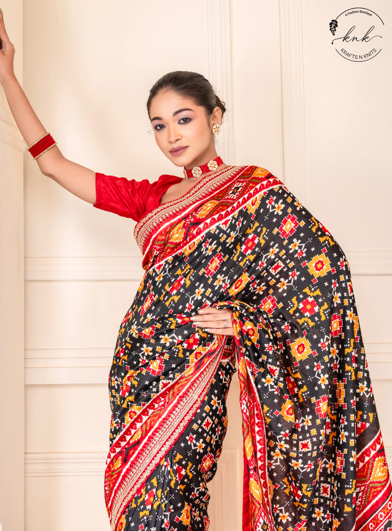 Rukmini Black Patola Silk Saree