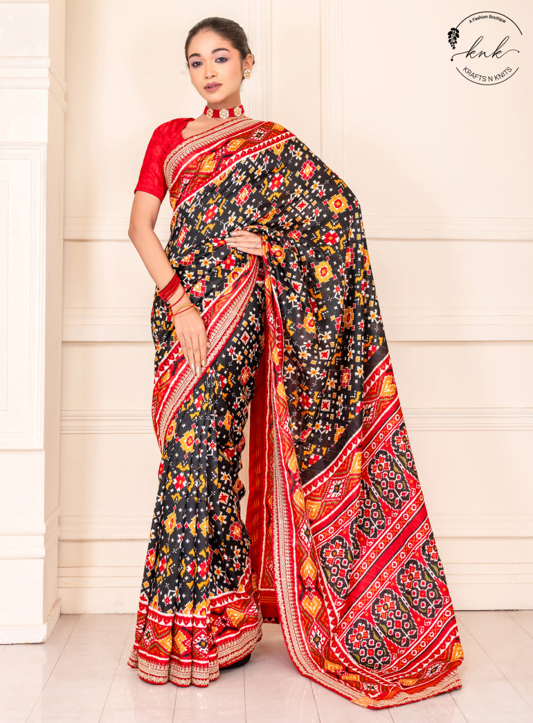 Rukmini Black Patola Silk Saree